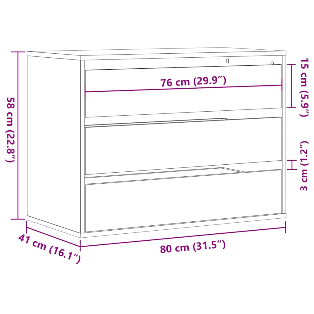 Corner Chest of Drawers Black 80x41x58 cm Engineered Wood