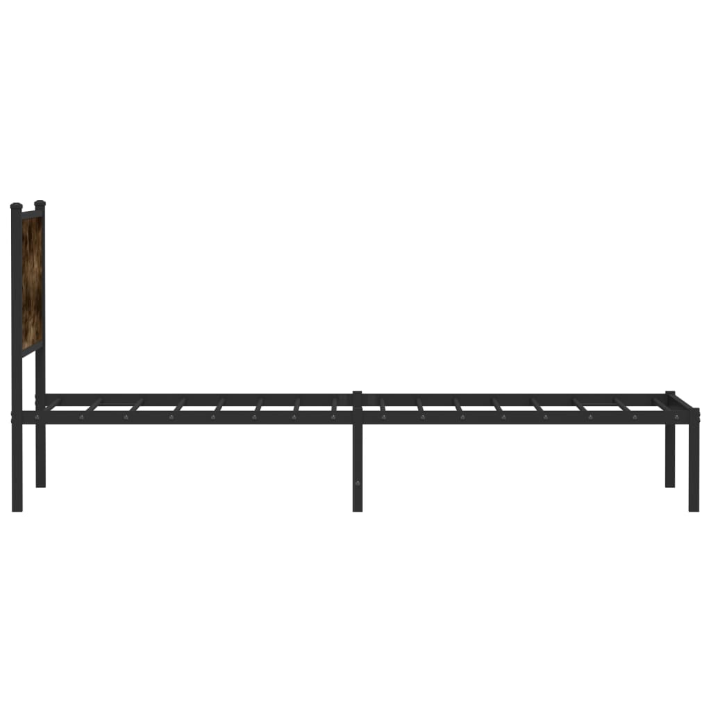 Metal Bed Frame without Mattress Smoked Oak 75x190 cm Small Single