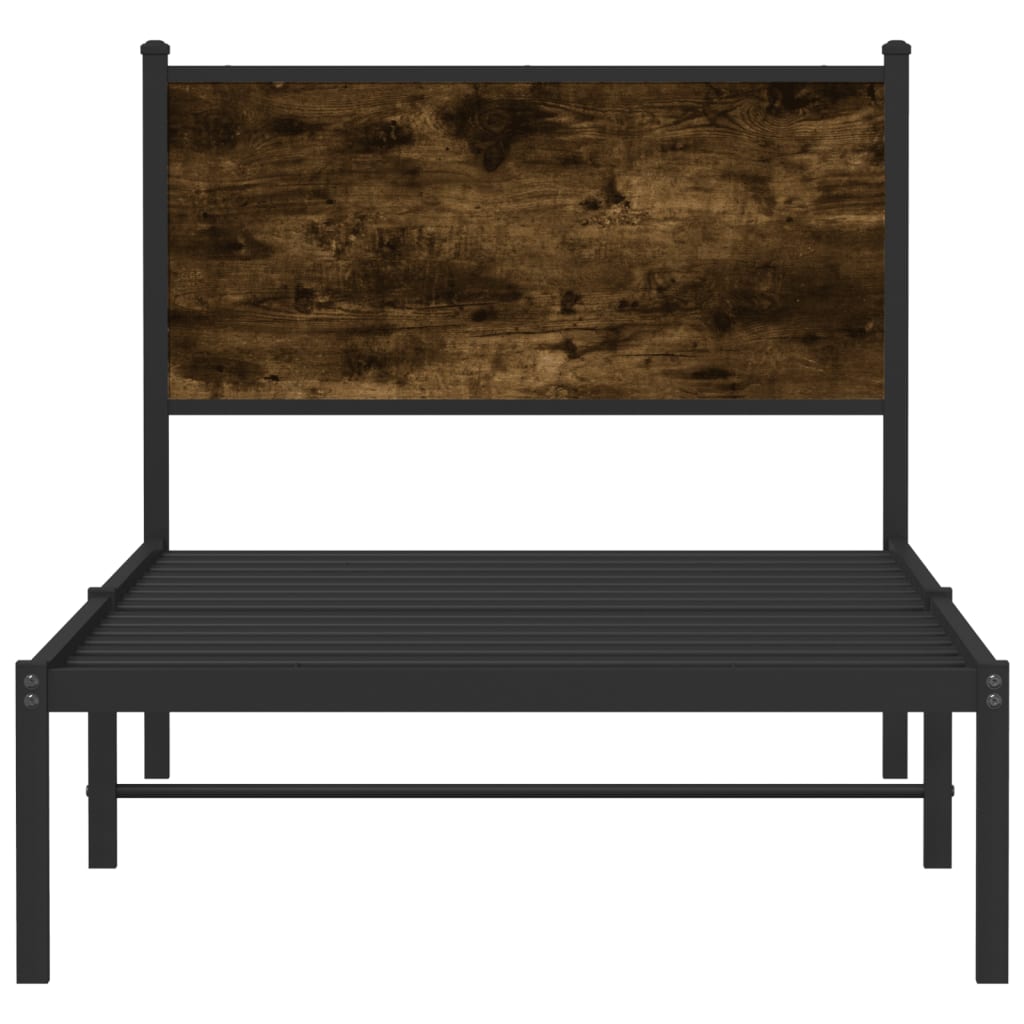 Metal Bed Frame without Mattress Smoked Oak 80x200 cm