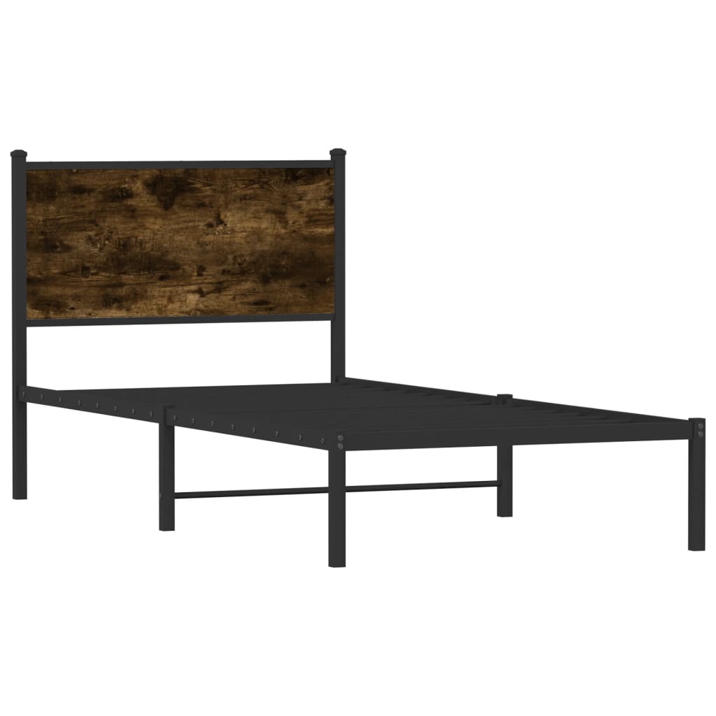 Metal Bed Frame without Mattress Smoked Oak 90x200 cm