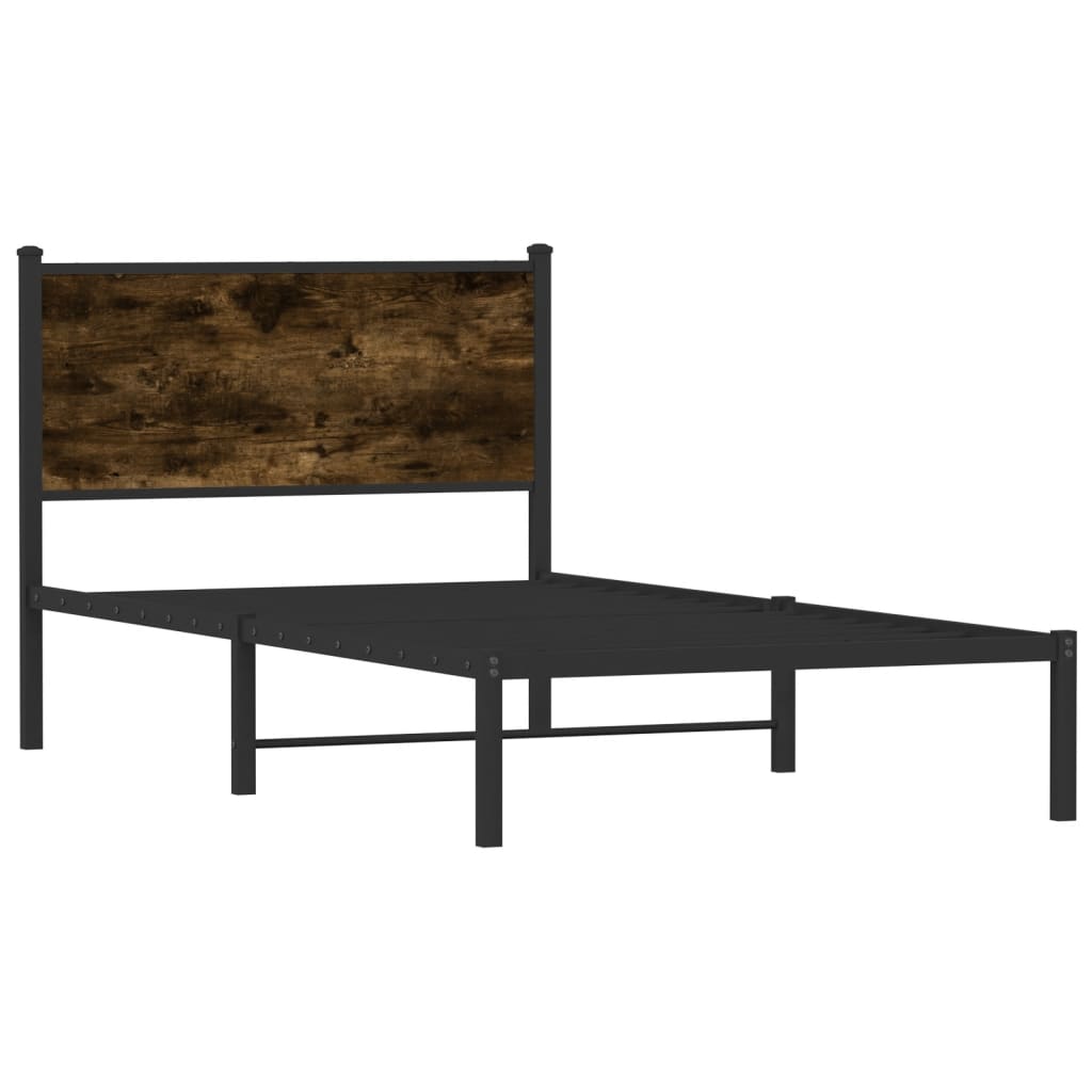Metal Bed Frame without Mattress Smoked Oak 100x200 cm
