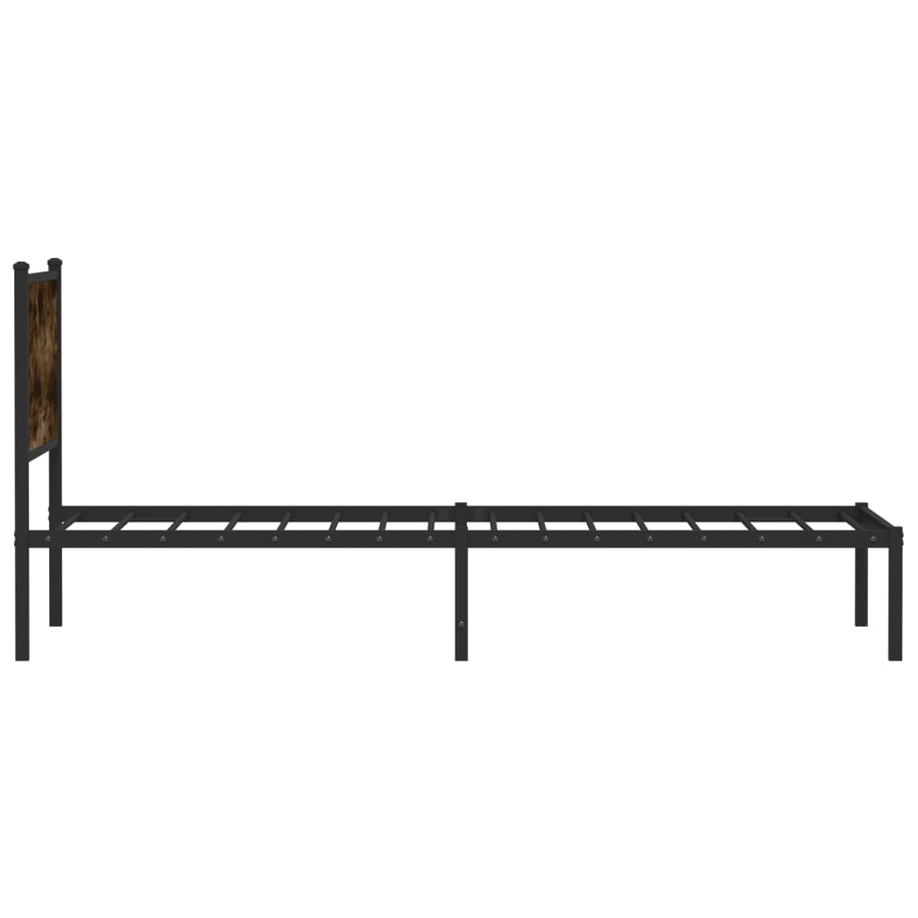 Metal Bed Frame without Mattress Smoked Oak 100x200 cm
