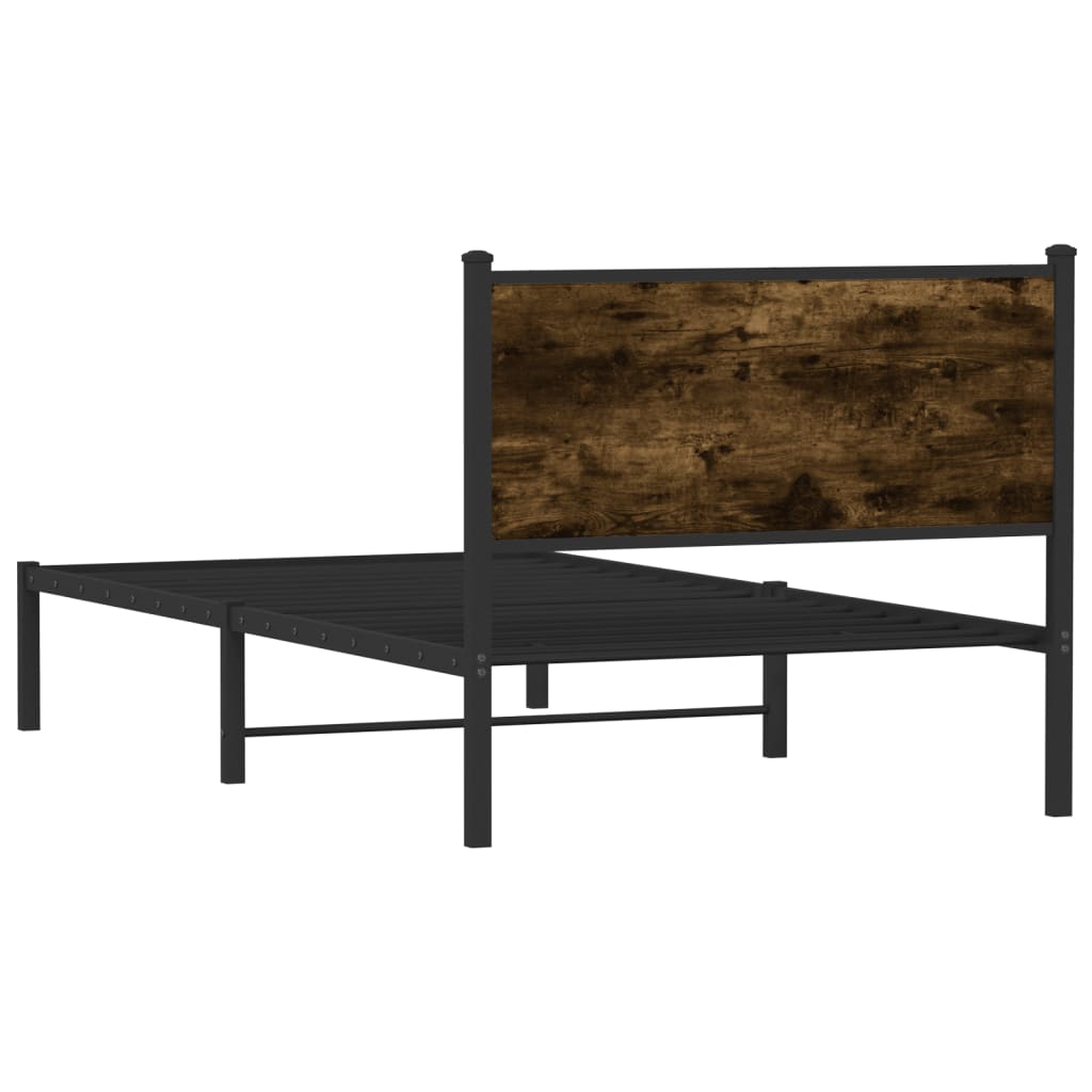 Metal Bed Frame without Mattress Smoked Oak 107x203 cm