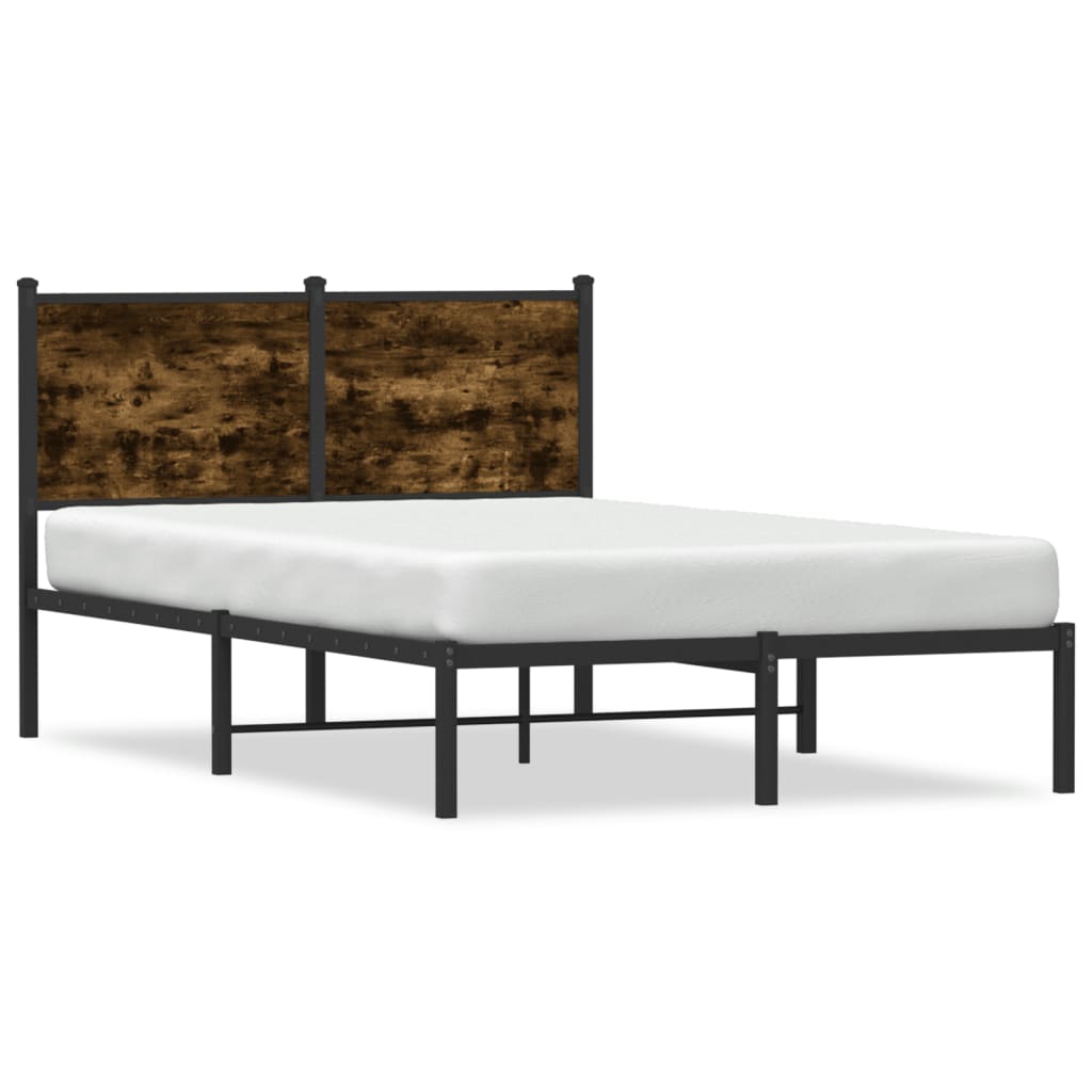 Metal Bed Frame without Mattress Smoked Oak 120x190 cm Small Double