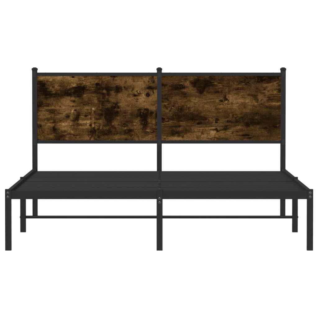 Metal Bed Frame without Mattress Smoked Oak 140x190 cm