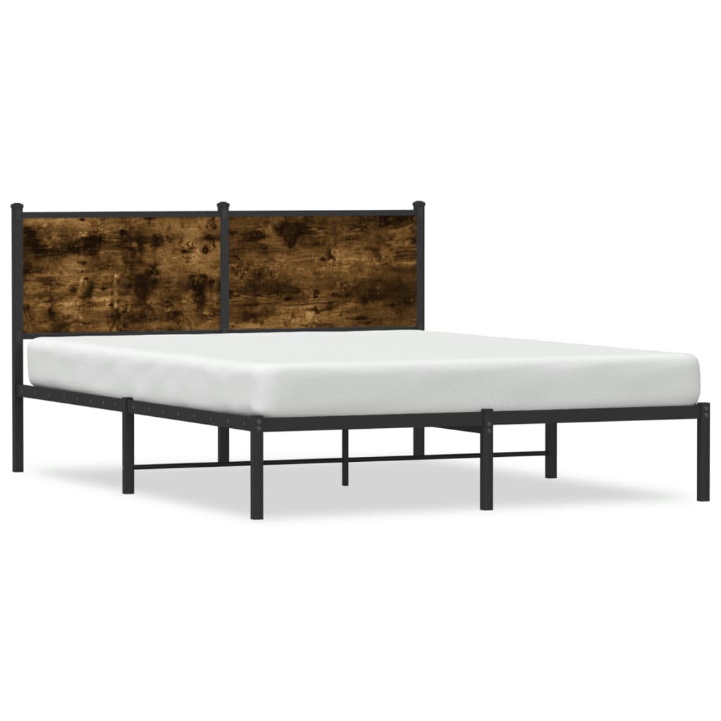 Metal Bed Frame without Mattress Smoked Oak 140x200 cm