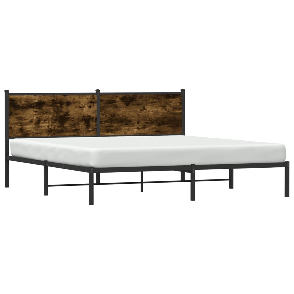 Metal Bed Frame without Mattress Smoked Oak 160x200 cm