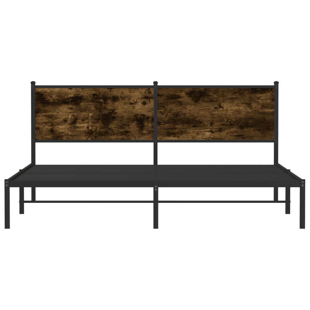 Metal Bed Frame without Mattress Smoked Oak 160x200 cm