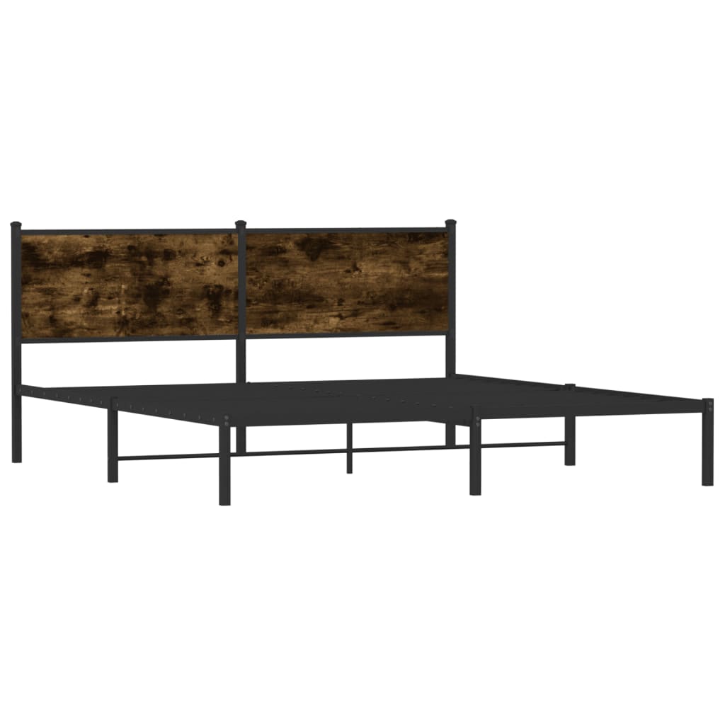 Metal Bed Frame without Mattress Smoked Oak 180x200 cm Super King