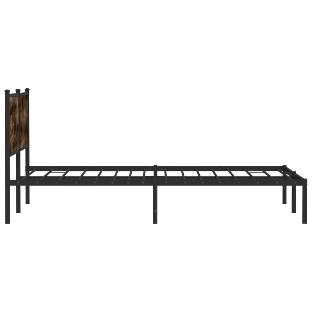 Metal Bed Frame without Mattress Smoked Oak 183x213 cm