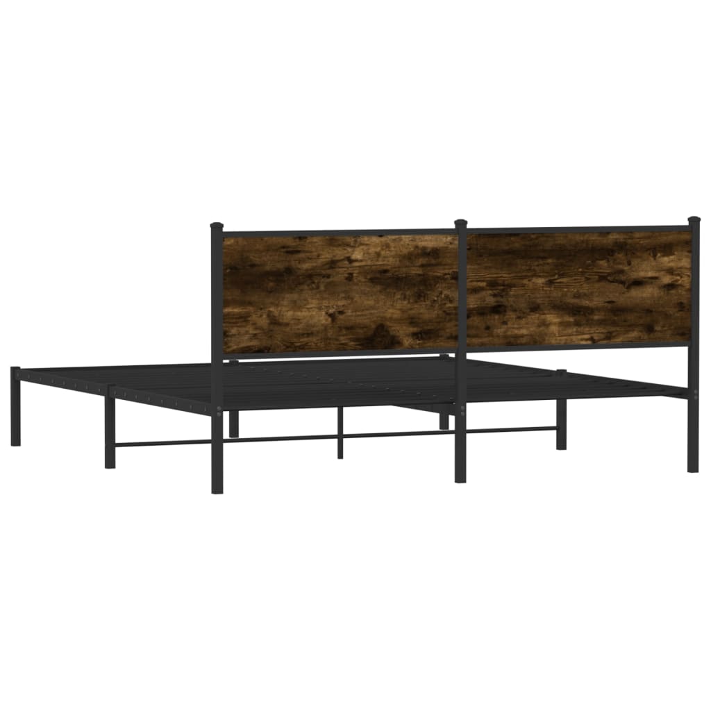 Metal Bed Frame without Mattress Smoked Oak 183x213 cm
