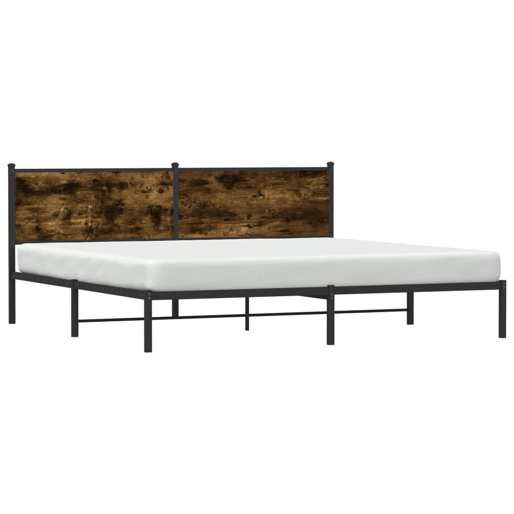 Metal Bed Frame without Mattress Smoked Oak 193x203 cm