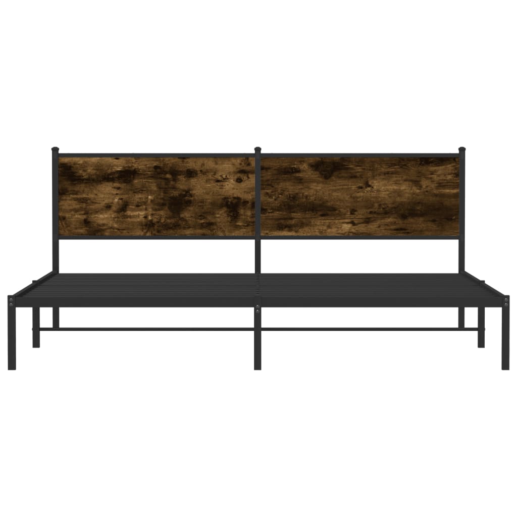 Metal Bed Frame without Mattress Smoked Oak 193x203 cm
