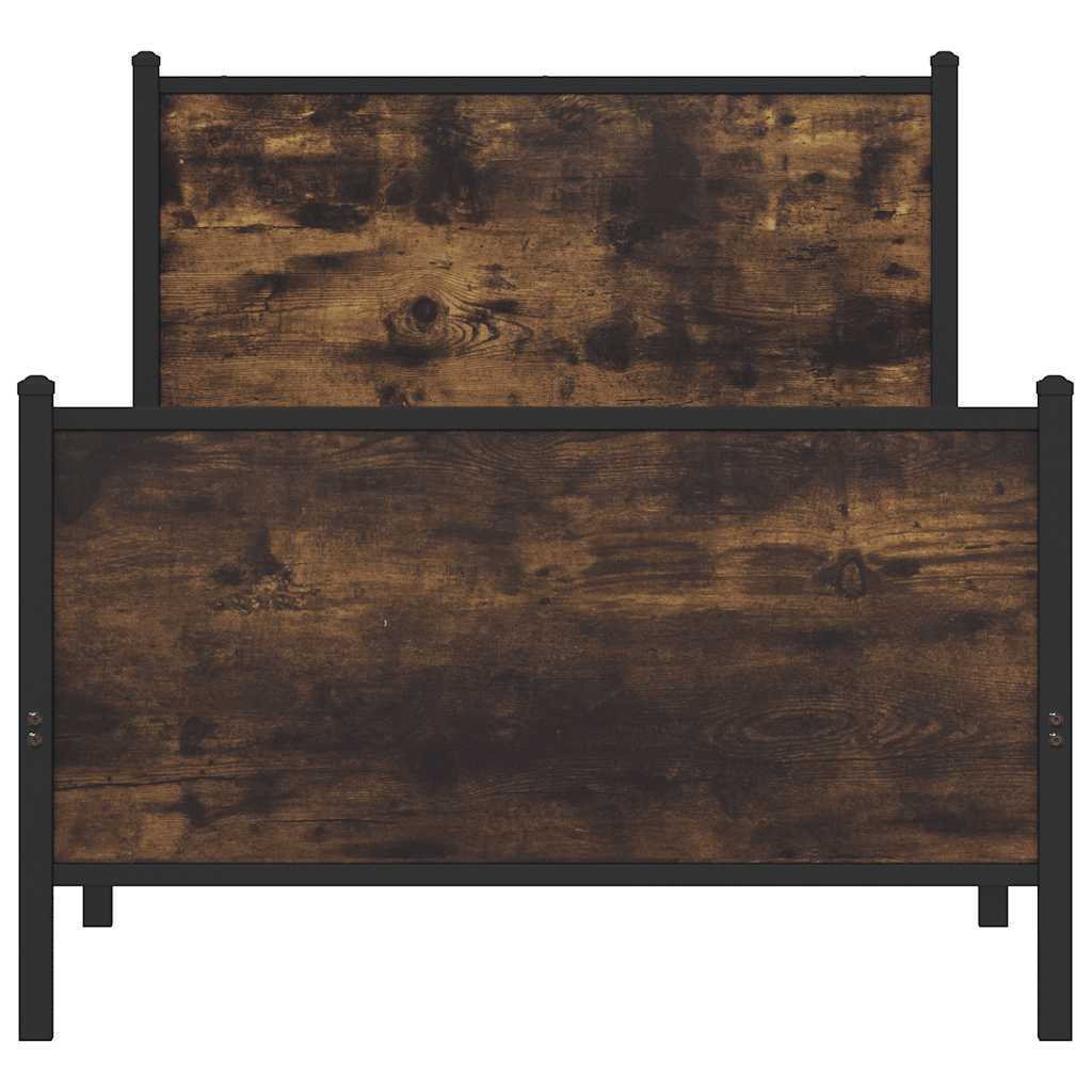 Metal Bed Frame without Mattress Smoked Oak 80x200 cm