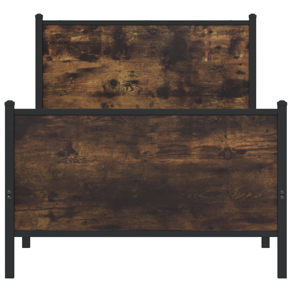 Metal Bed Frame without Mattress Smoked Oak 90x200 cm