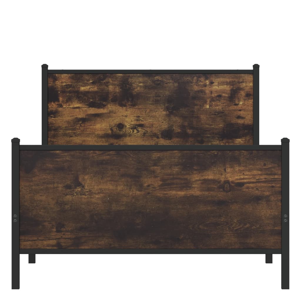 Metal Bed Frame without Mattress Smoked Oak 100x200 cm