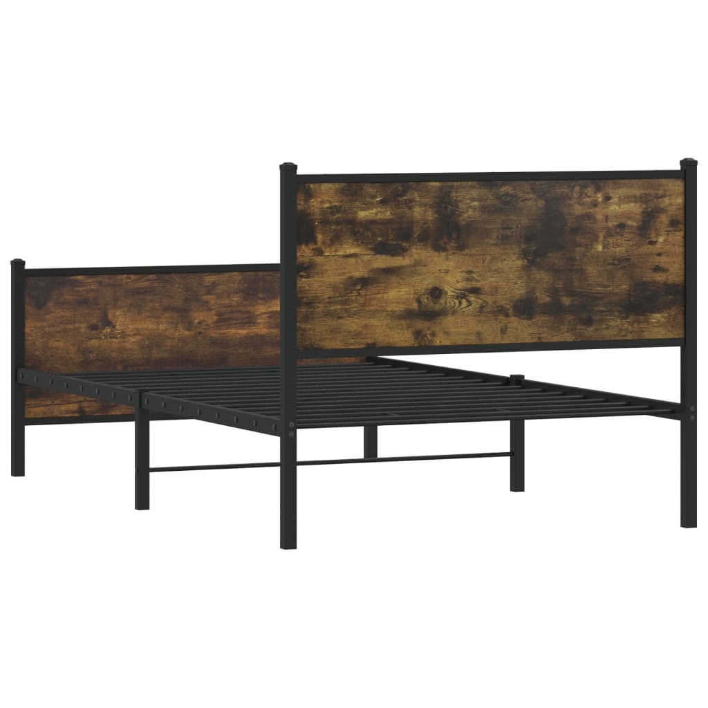 Metal Bed Frame without Mattress Smoked Oak 100x200 cm