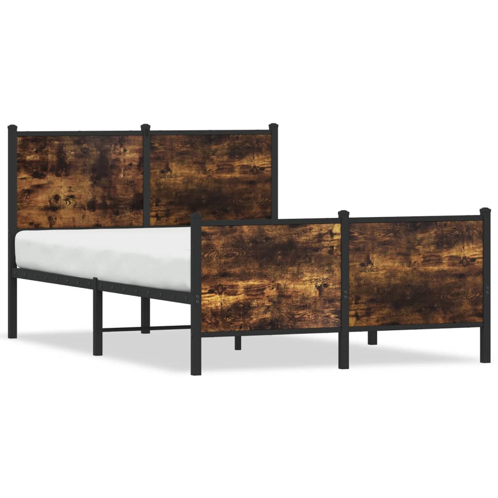 Metal Bed Frame without Mattress Smoked Oak 120x200 cm