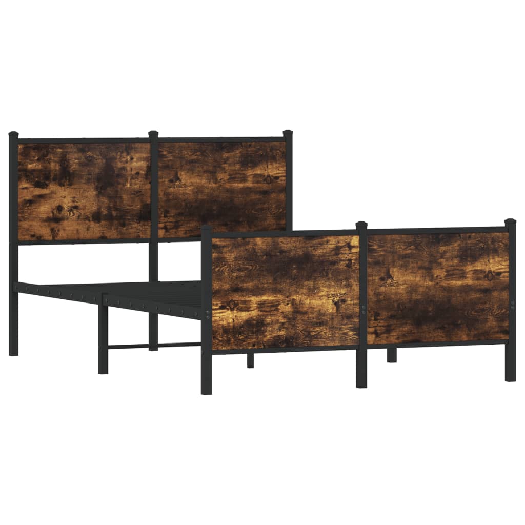 Metal Bed Frame without Mattress Smoked Oak 120x200 cm