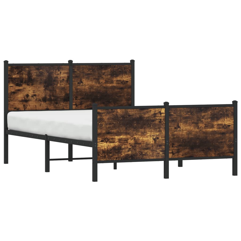 Metal Bed Frame without Mattress Smoked Oak 120x200 cm