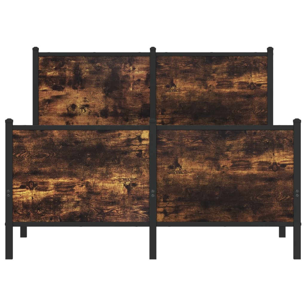 Metal Bed Frame without Mattress Smoked Oak 120x200 cm