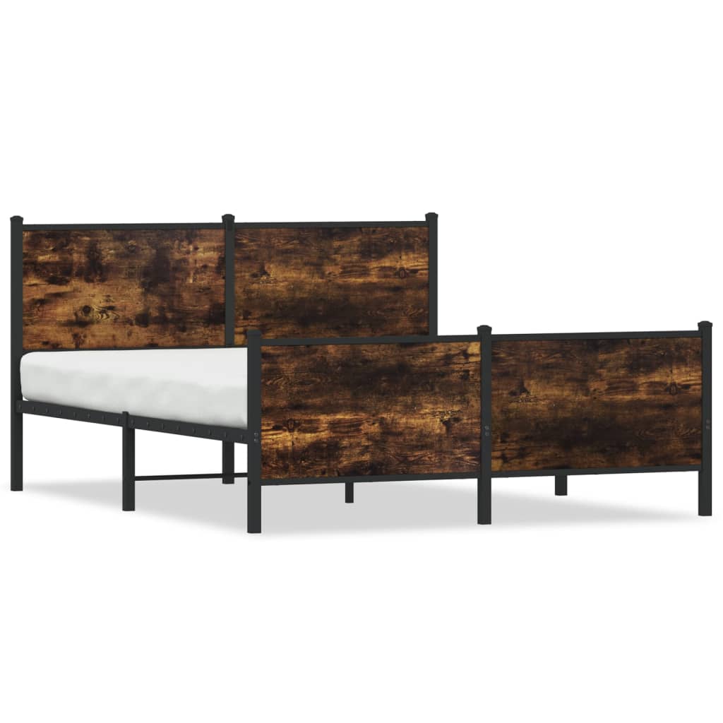 Metal Bed Frame without Mattress Smoked Oak 137x190 cm