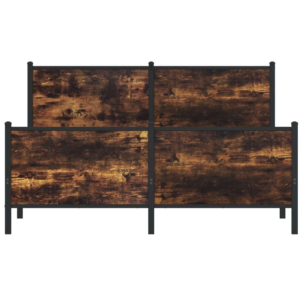 Metal Bed Frame without Mattress Smoked Oak 137x190 cm