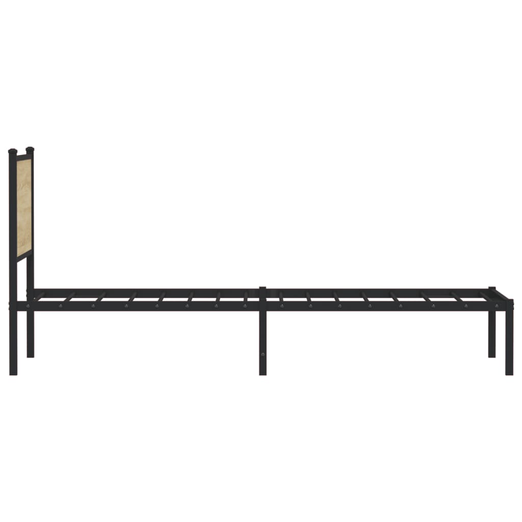 Metal Bed Frame without Mattress Sonoma Oak 75x190 cm Small Single