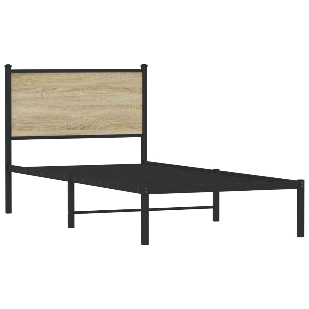 Metal Bed Frame without Mattress Sonoma Oak 80x200 cm