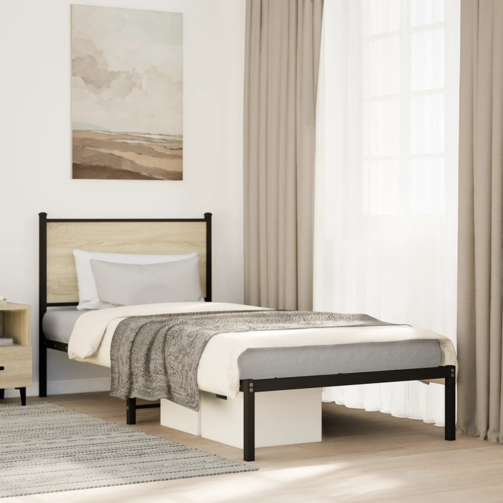 Metal Bed Frame without Mattress Sonoma Oak 80x200 cm