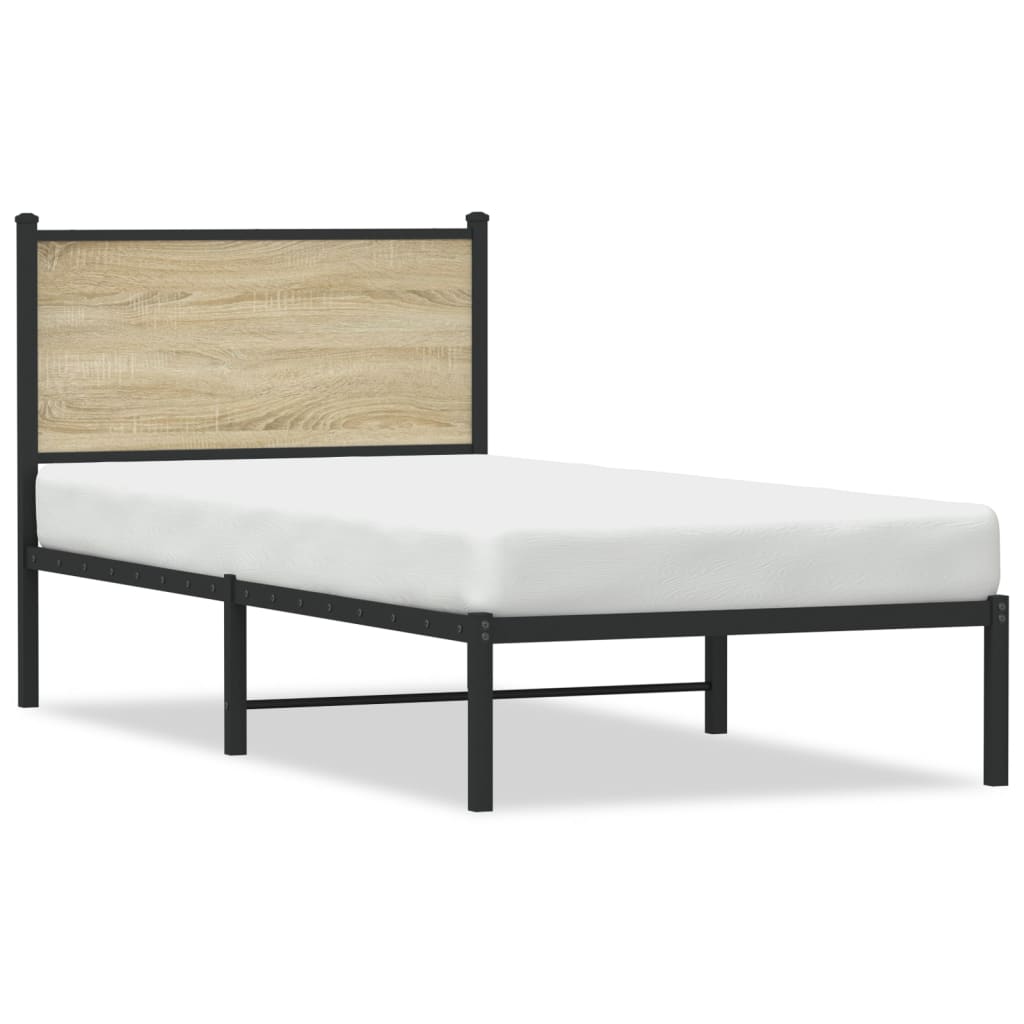 Metal Bed Frame without Mattress Sonoma Oak 90x200 cm
