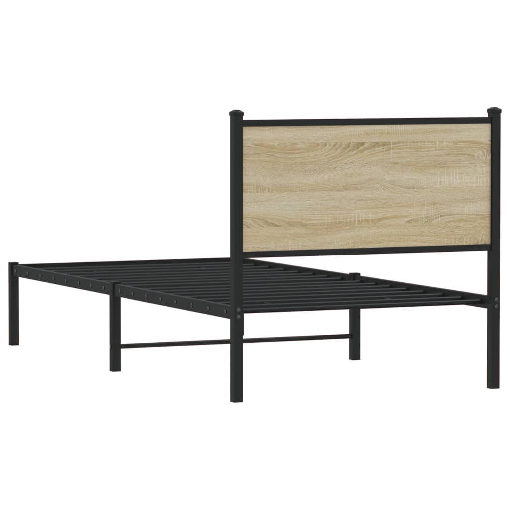 Metal Bed Frame without Mattress Sonoma Oak 90x200 cm