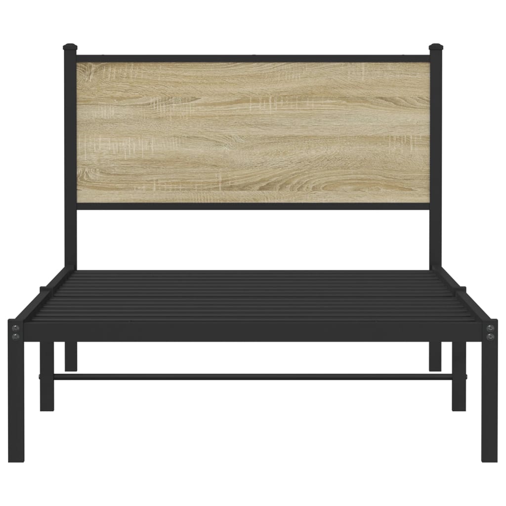 Metal Bed Frame without Mattress Sonoma Oak 100x190 cm