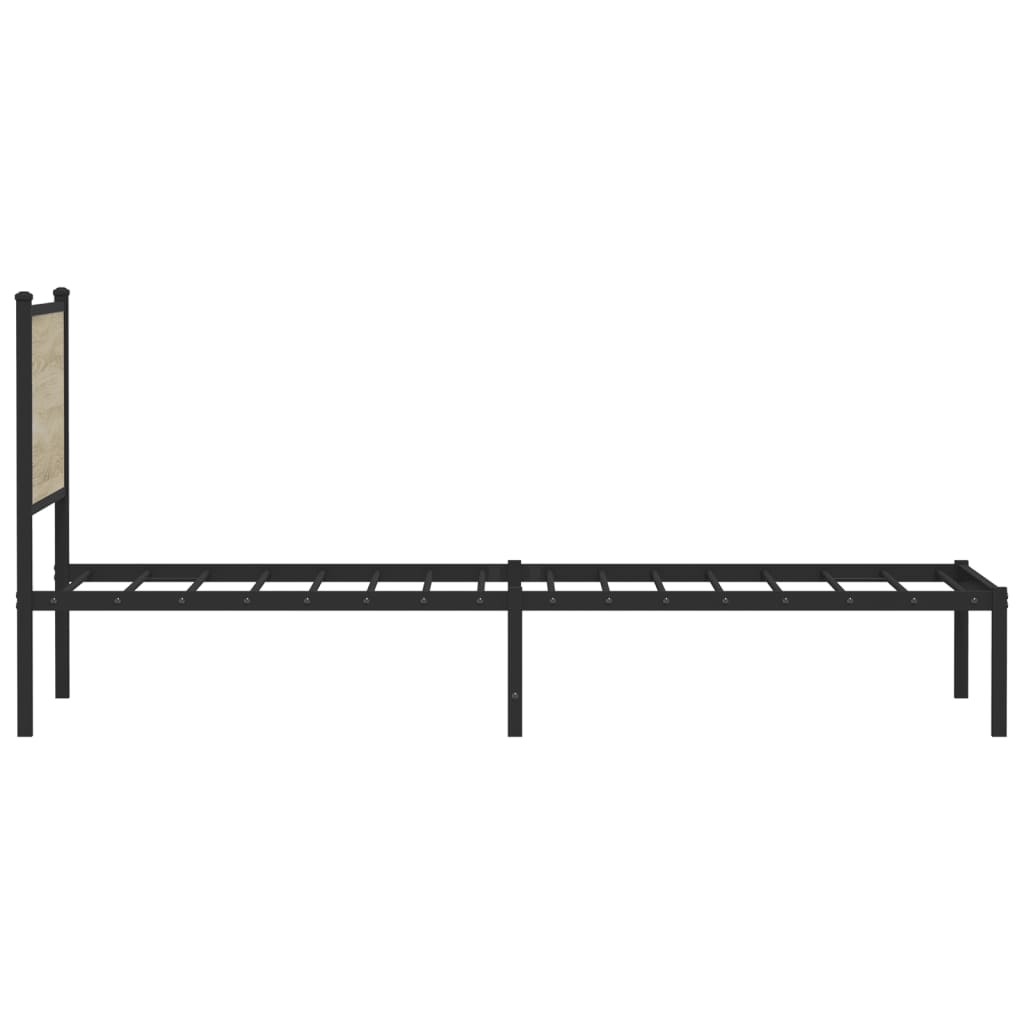 Metal Bed Frame without Mattress Sonoma Oak 100x190 cm
