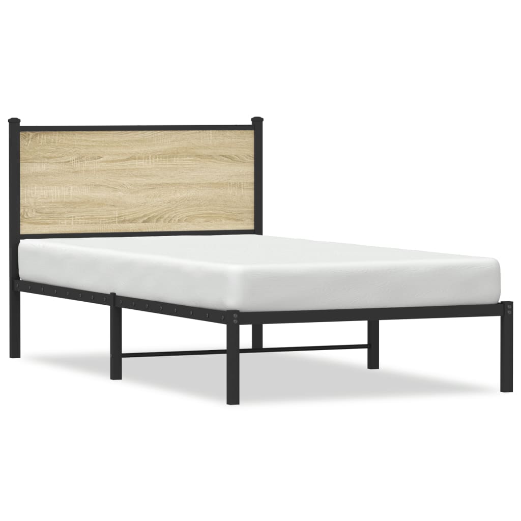 Metal Bed Frame without Mattress Sonoma Oak 100x200 cm