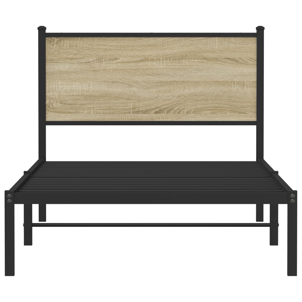 Metal Bed Frame without Mattress Sonoma Oak 100x200 cm