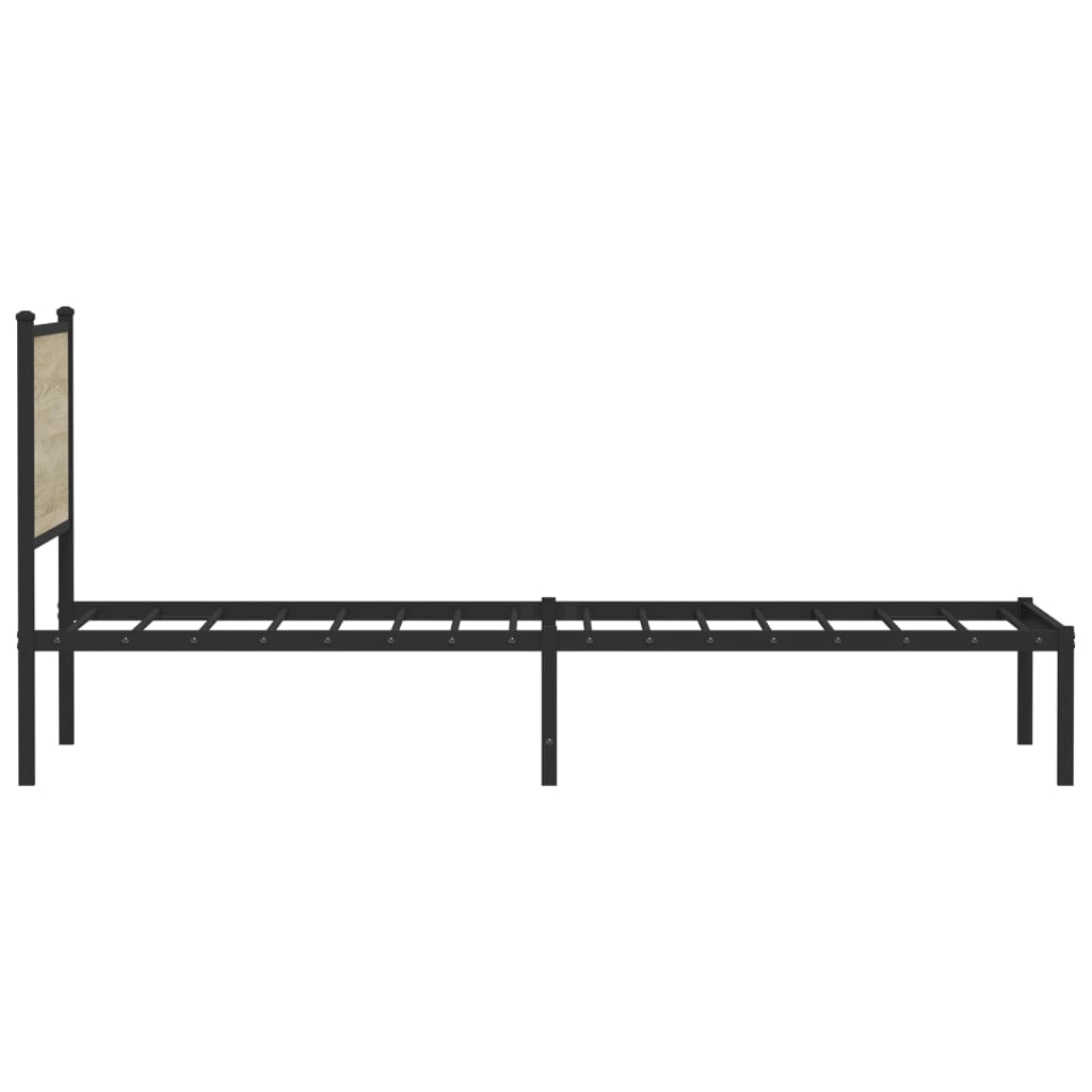 Metal Bed Frame without Mattress Sonoma Oak 100x200 cm
