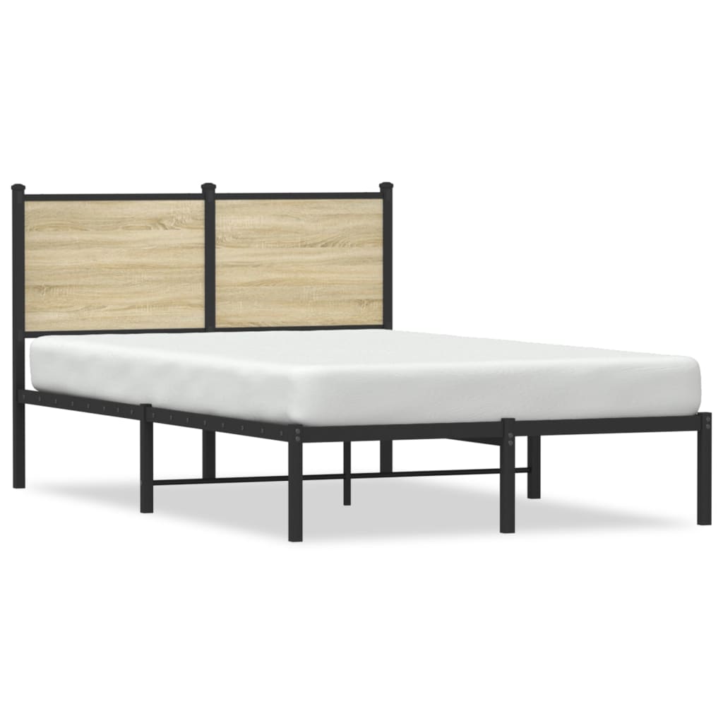 Metal Bed Frame without Mattress Sonoma Oak 120x190 cm Small Double