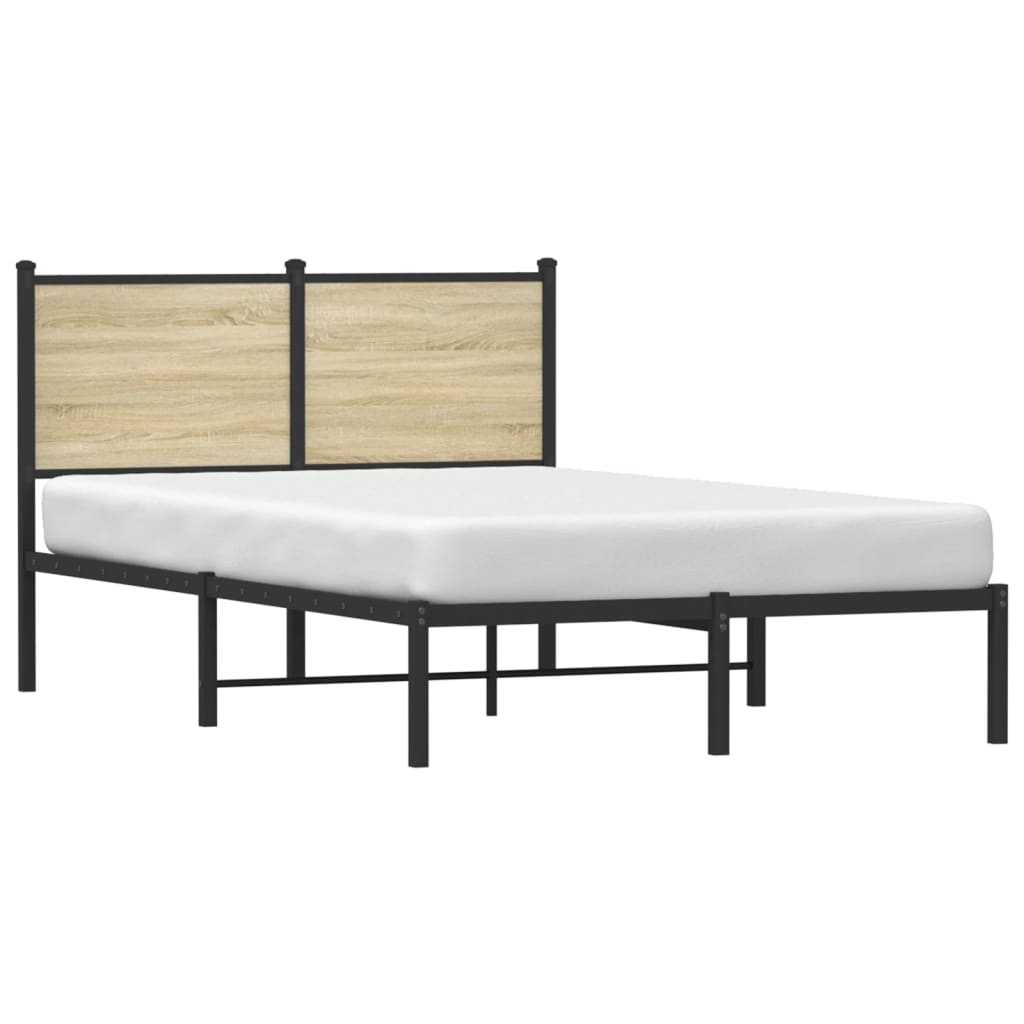 Metal Bed Frame without Mattress Sonoma Oak 120x190 cm Small Double