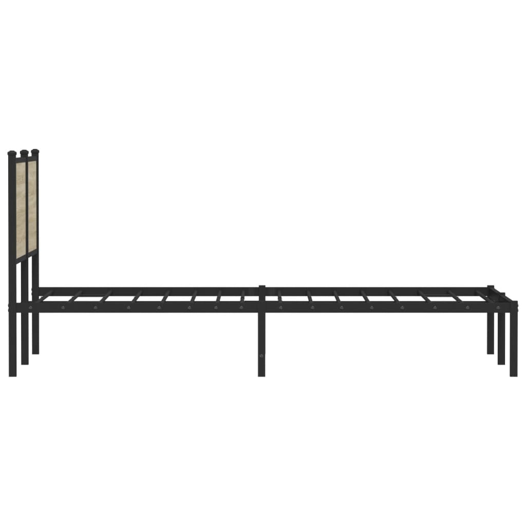 Metal Bed Frame without Mattress Sonoma Oak 120x190 cm Small Double