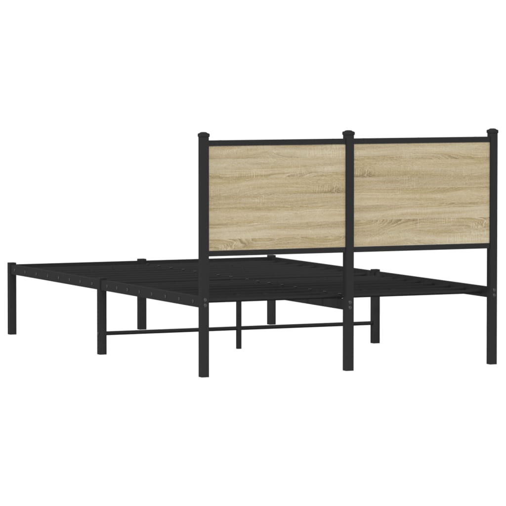 Metal Bed Frame without Mattress Sonoma Oak 120x190 cm Small Double