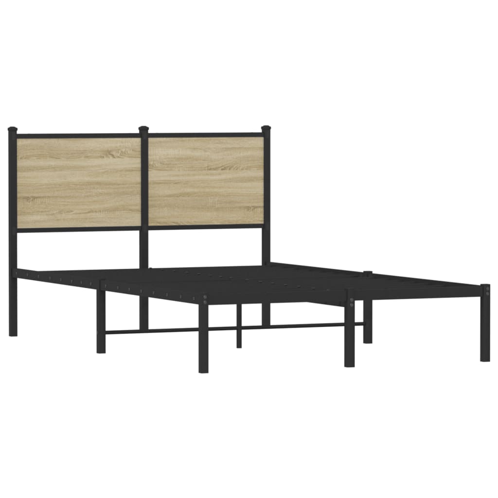 Metal Bed Frame without Mattress Sonoma Oak 120x200 cm