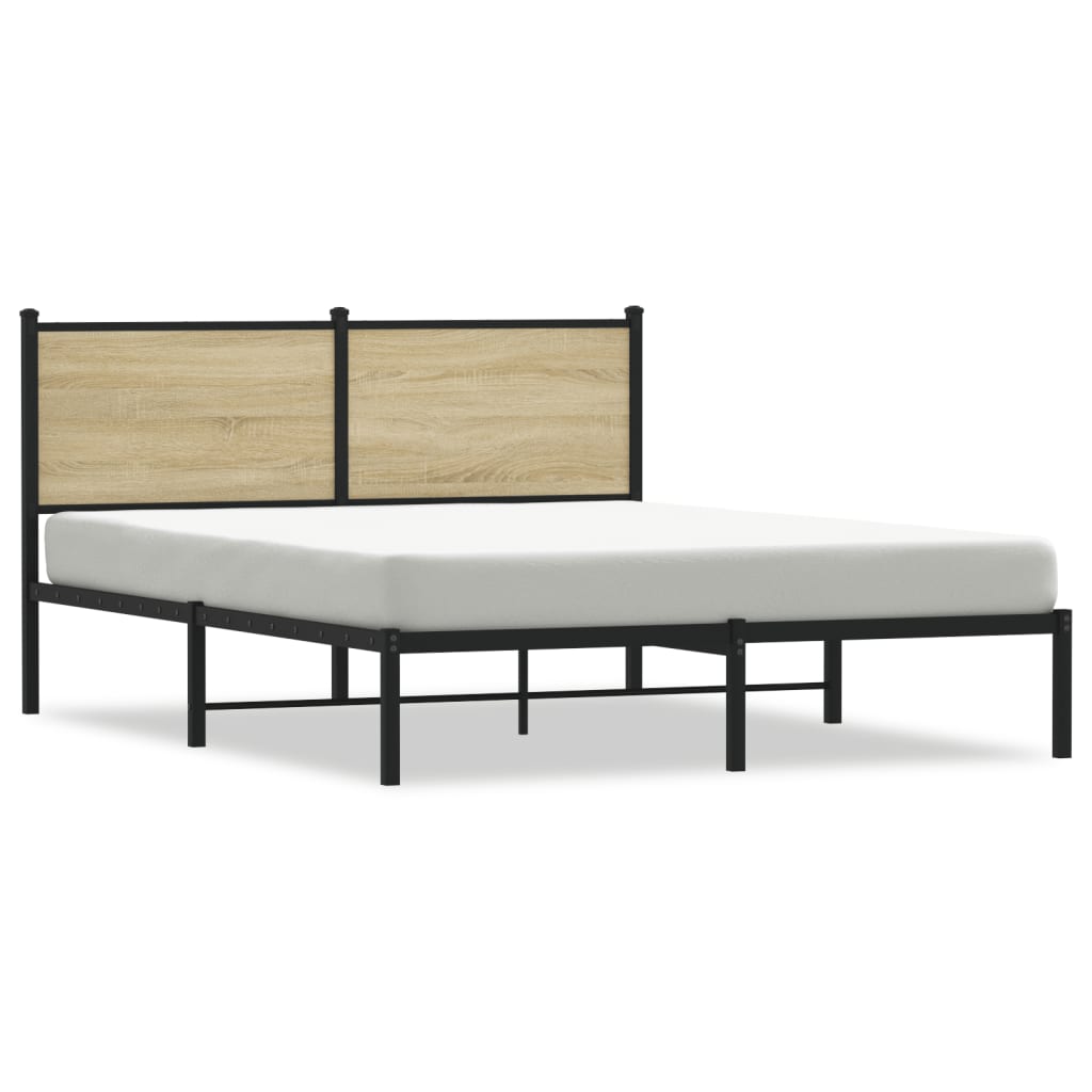 Metal Bed Frame without Mattress Sonoma Oak 137x190 cm