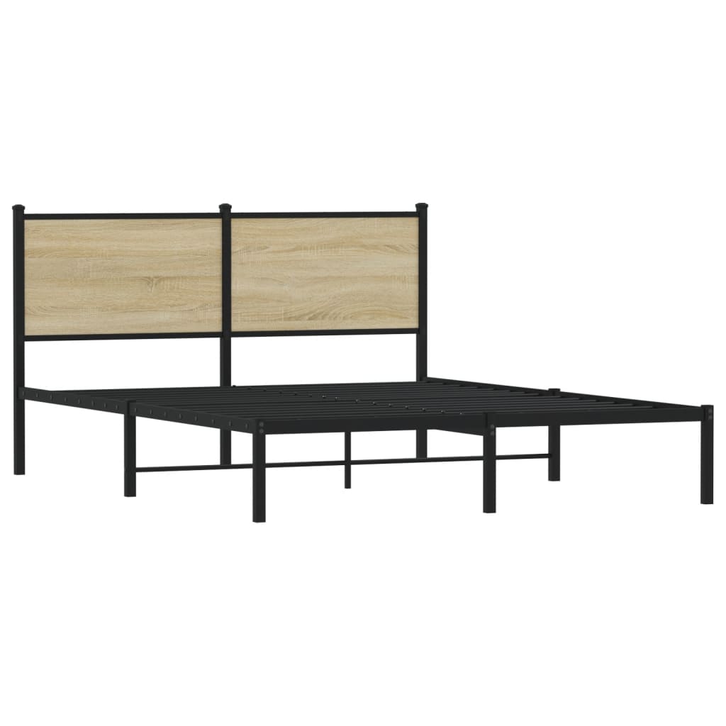 Metal Bed Frame without Mattress Sonoma Oak 137x190 cm