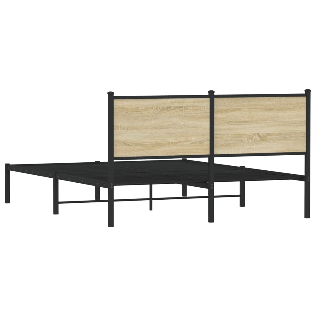Metal Bed Frame without Mattress Sonoma Oak 137x190 cm