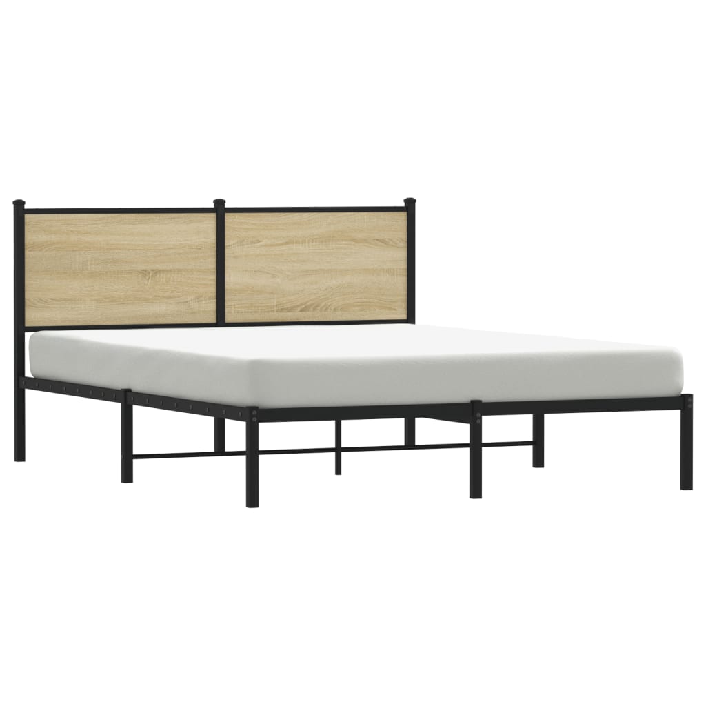 Metal Bed Frame without Mattress Sonoma Oak 150x200 cm King Size