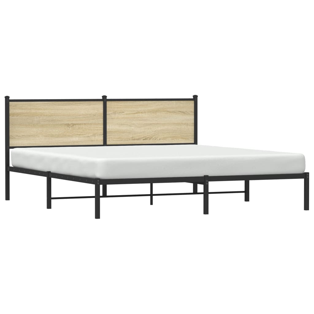 Metal Bed Frame without Mattress Sonoma Oak 160x200 cm