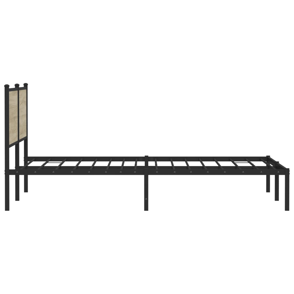 Metal Bed Frame without Mattress Sonoma Oak 160x200 cm