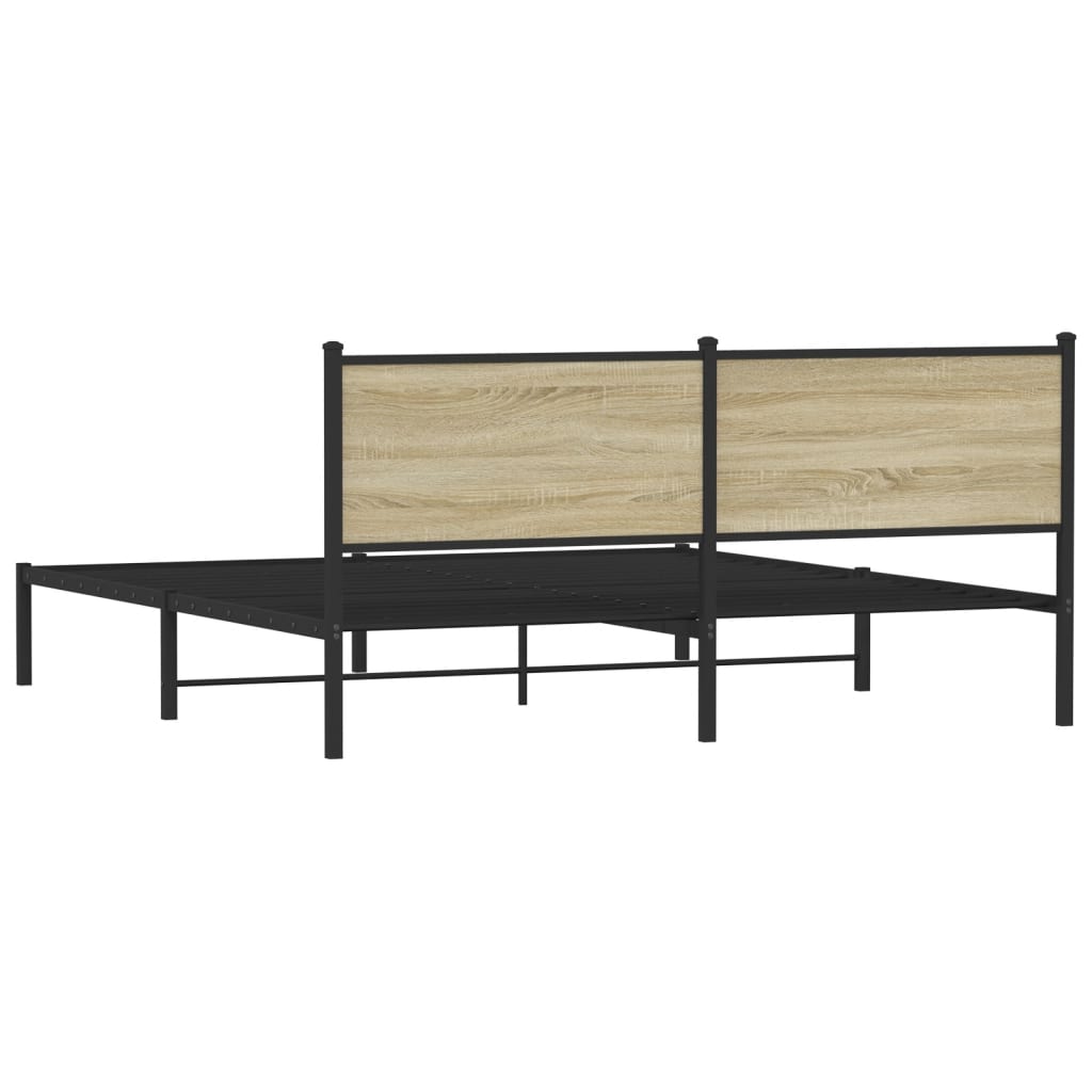 Metal Bed Frame without Mattress Sonoma Oak 160x200 cm