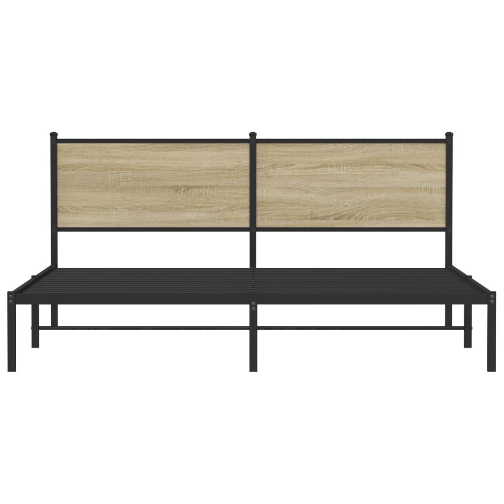 Metal Bed Frame without Mattress Sonoma Oak 180x200 cm Super King